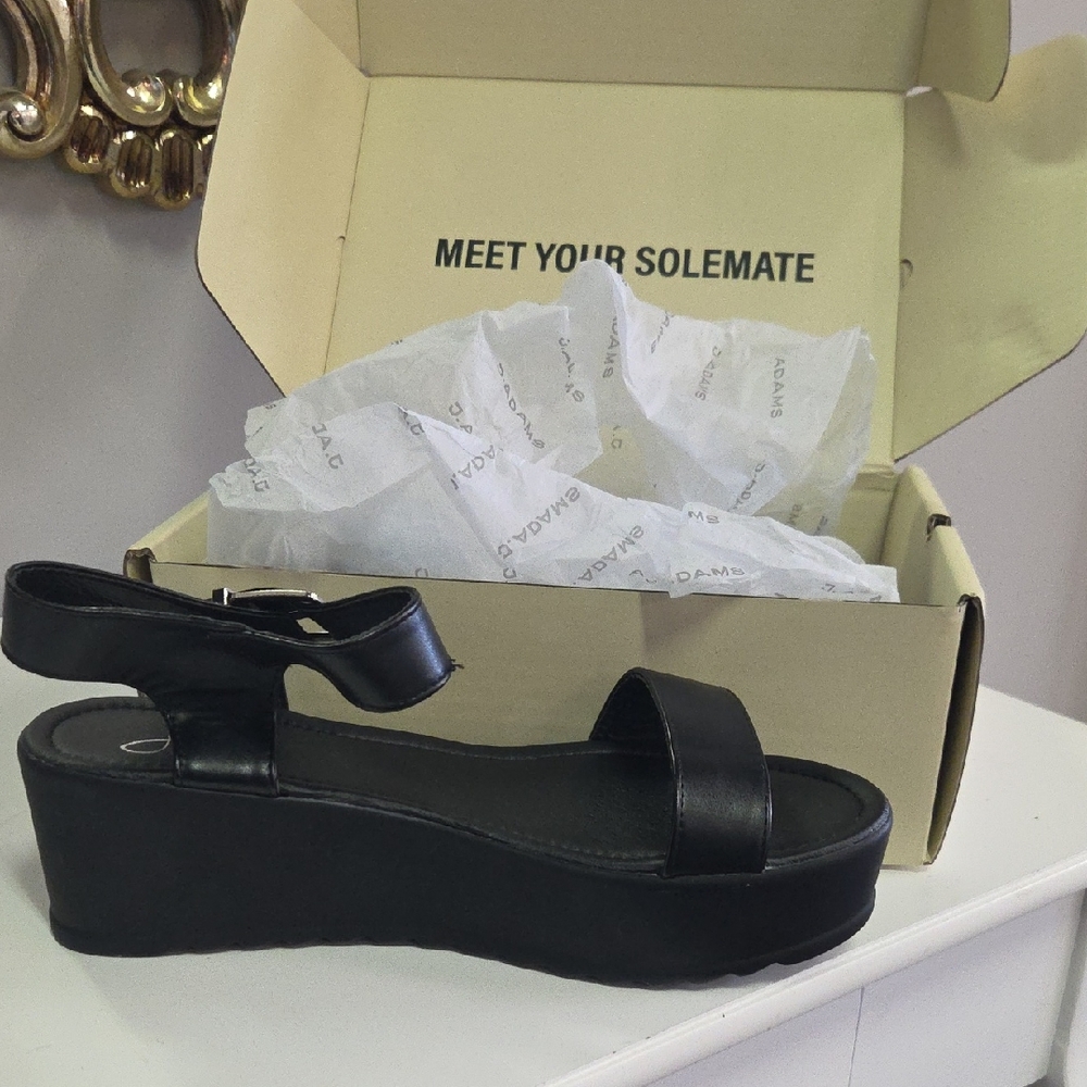 Black Platform Sandals with Ankle Strap
